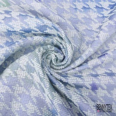 Coupon 3m Jacquard fin chiné bleu électrique noir lurex bleu roi