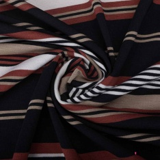 Jersey viscose imprimé rayure horizontale noir blanc cassé