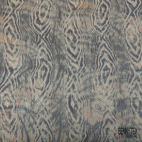 Coupon 3m Jacquard motif rainure de bois charbon vanille beige
