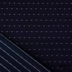 Maille polyester viscose motif abstrait noir fond blanc optique