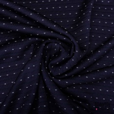 Maille polyester viscose motif abstrait noir fond blanc optique