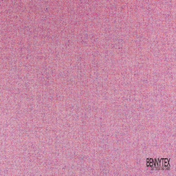 Twill de laine haute couture chiné rose parme fushia souple