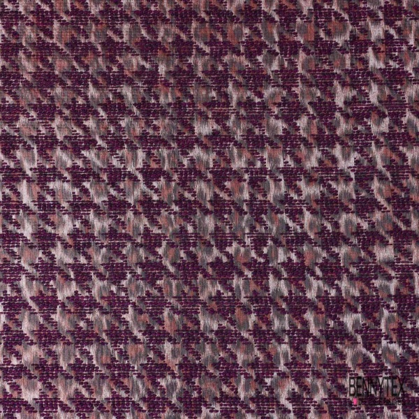 Coupon 3m Jacquard pied de coq prune find motif léopard