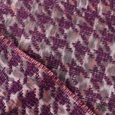 Coupon 3m Jacquard pied de coq bleu lavande anis blanc cassé