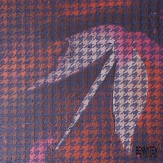 Coupon 3m Jacquard pied de coq prune fin motif floral stylisé