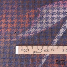 Coupon 3m Jacquard pied de coq prune fin motif floral stylisé