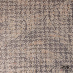 Coupon 3m Jacquard pied de coq taupe foncé fin motif grande fleur graphique