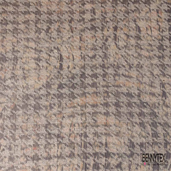 Coupon 3m Jacquard pied de coq anthracite moutarde fin motif abstrait fondu