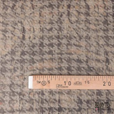 Coupon 3m Jacquard pied de coq taupe foncé fin motif grande fleur graphique