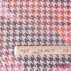 Coupon 3m Jacquard pied de coq corail prune fin motif grande fleur