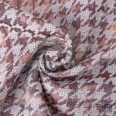 Coupon 3m Jacquard pied de coq anthracite moutarde fin motif abstrait fondu