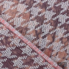 Coupon 3m Jacquard pied de coq anthracite moutarde fin motif abstrait fondu