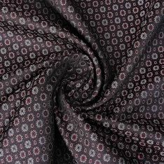 Jacquard motif floral baroque blanc cassé fond saumon pastel