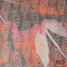 Coupon 3m Jacquard pied de coq ton pastel fin motif grande fleur