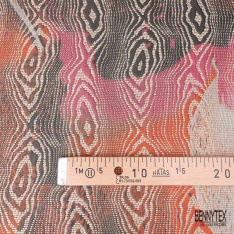 Coupon 3m Jacquard pied de coq ton pastel fin motif grande fleur