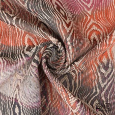 Coupon 3m Jacquard pied de coq ton pastel fin motif grande fleur