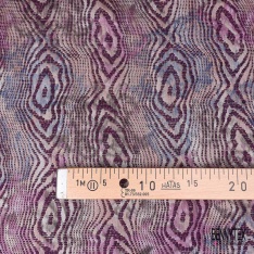 Coupon 3m Jacquard rainure de bois ton prune fin motif floral vintage