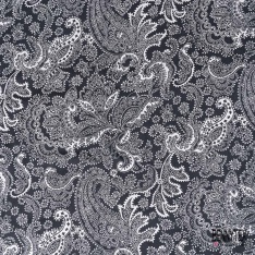Fibranne viscose imprimé digital floral fond bleu de l'Orient