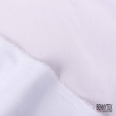 Popeline coton élasthanne digital marinière nuit jaune blanc cassé verticale