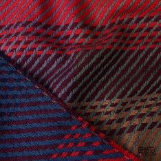 Coton natté motif tartan kaki rouge moutrde bordeaux