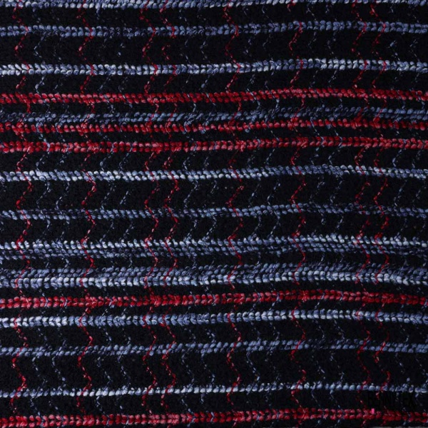 Laine tricot fantaisie bouclette fluide souple sinusoïde noir ciel blanc rouge