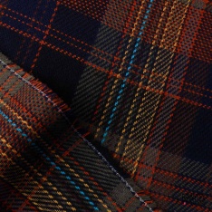 Coton natté motif tartan kaki rouge ocre marine bordeaux