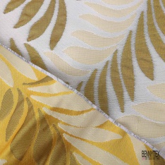 Coupon 3m Brocart haute couture motif nature ton turquoise blanc optique