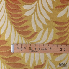 Coupon 3m Brocart haute couture motif nature ton ocre vanille blanc
