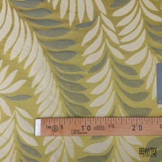 Coupon 3m Brocart haute couture motif nature ton orange moyen crème de banane blanc