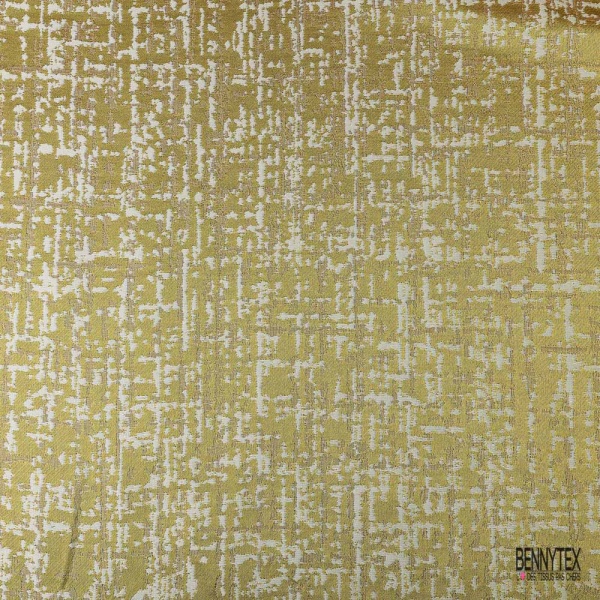 Brocart haute couture motif abstrait crème pépite d'or crème de banane