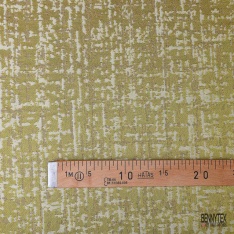 Coupon 3m Brocart haute couture motif nature ton kaki givré crème de banane blanc