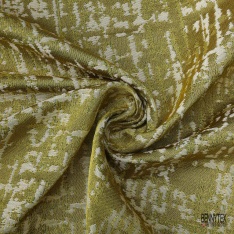 Brocart haute couture motif abstrait crème pépite d'or crème de banane