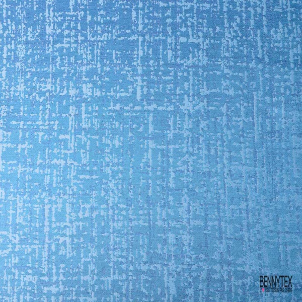 Brocart haute couture motif abstrait lavande ciel turquoise