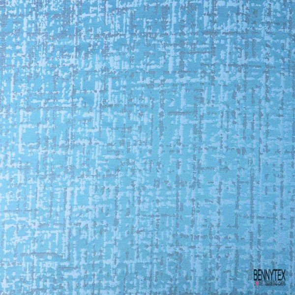Brocart haute couture motif abstrait gris ciel vert turquoise