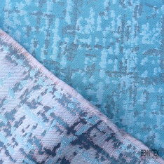 Brocart haute couture motif abstrait gris ciel vert turquoise