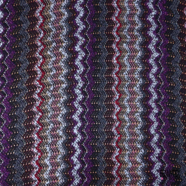 Jersey tricot lache de coton lin taupe gris foncé petite laize