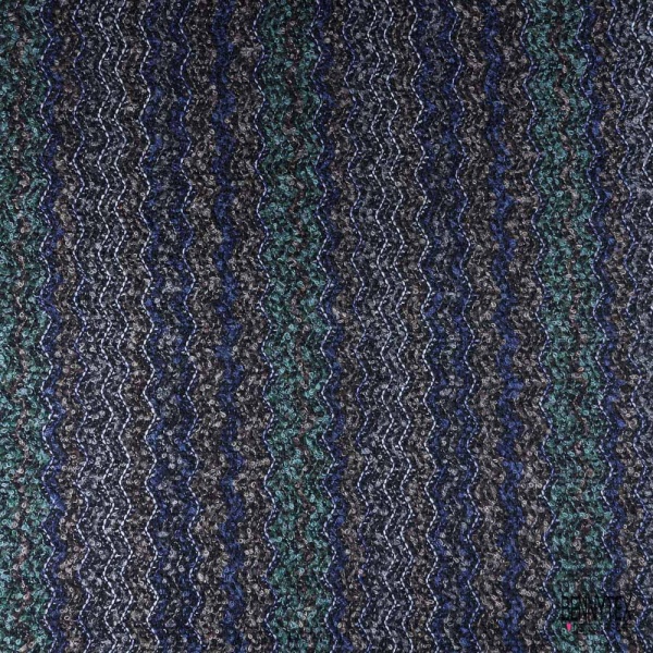 Tricot lâche sinusoïde prune noir beige blanc lurex argent