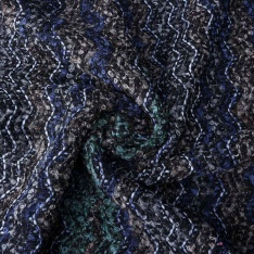 Tricot lâche sinusoïde prune noir beige blanc lurex argent