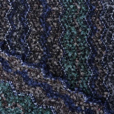 Tricot lâche sinusoïde prune noir beige blanc lurex argent