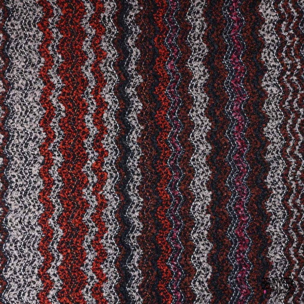 Tricot bouclette mohair lâche sinusoïde chiné sapin taupe marine brun