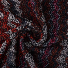 Tricot bouclette mohair lâche sinusoïde chiné sapin taupe marine brun