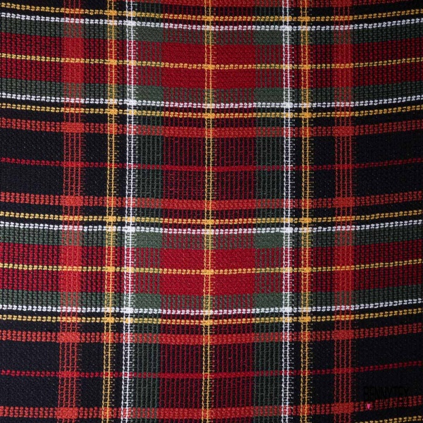 Tricot fantaisie damier asymétrique multicolore rouge noir olive moutarde