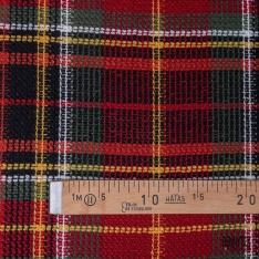 Tricot fantaisie damier asymétrique multicolore gris rouge blanc optique moutarde