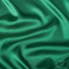 Coupon 3m satin polyester touché soie fin uni vert Brésil