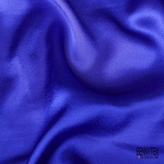Coupon 3m satin polyester touché soie fin uni marine