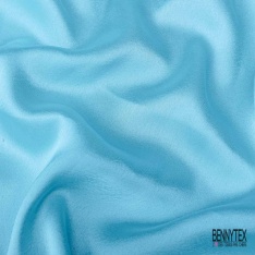 Coupon 3m satin polyester touché soie fin uni bleu roi
