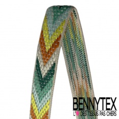 3 m Sangle 2.2 cm fantaisie rigide chevron gris orchidée turquoise rose