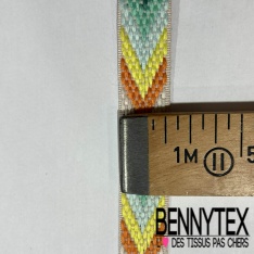 3 m Sangle 2.2 cm fantaisie rigide chevron gris orchidée turquoise rose