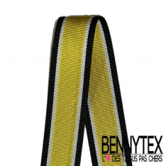 3 m Sangle 3.5 cm fantaisie souple noir blanc cassé citron