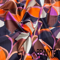 Voile de coton satiné grand imprimé floral abstrait flashy multicolore vif